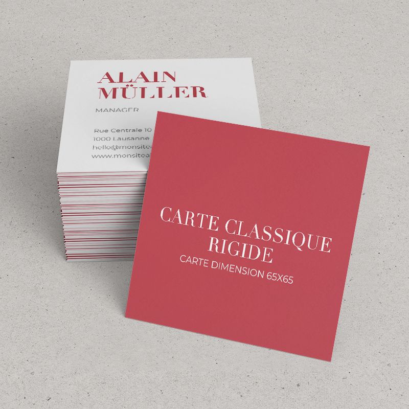 Cartes de visite papier classique, 65x65mm, impression recto-verso Cartes de visite papier classique, 65x65mm, impression recto-verso