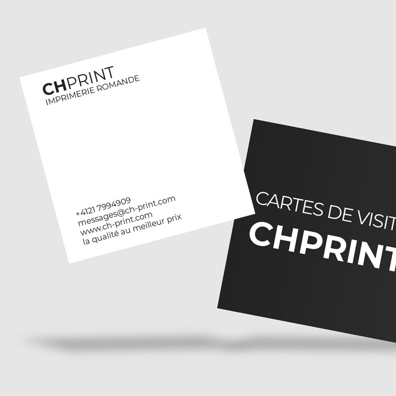 Cartes de visite papier naturel, 65x65mm, impression recto-verso